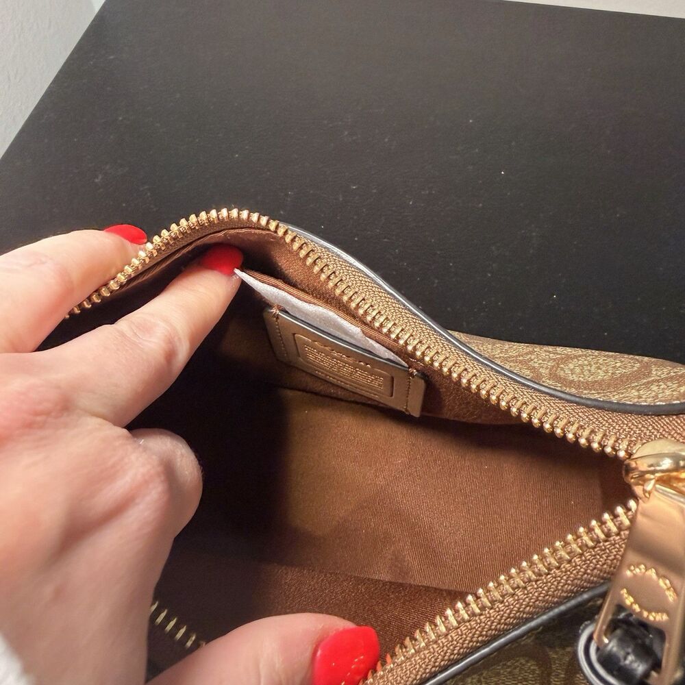 NWT Coach Signature Suede Kleo Hobo Shoulder Bag W/ Crossbody Strap Brown Logo - Picture 9 of 12